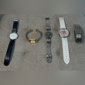Lot of 5 Womens Watches Nixon, Hello Kitty, Quartz, Anne Klein, Geneva As Is